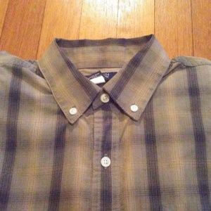 Austin Clothing Co Tan and Grey Button Up Shirt L